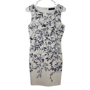 Ivanka Trump Sheath Dress 6 Cream Navy Wedding Guest Kentucky Derby Graduation